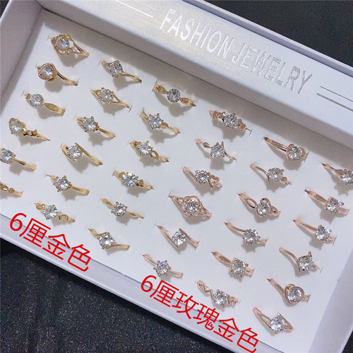 New versatile classic single diamond ring Korean style hot selling engagement six claw claw open adjustable ring