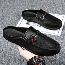 F 29341 Metal Buckle Casual Slip On Shoes ѹ��������ƤЬ