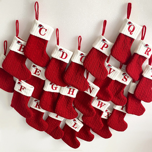 Classic Red Letter Christmas Socks Knitted Christmas Socks, Festive and Joyful Christmas Ornament Decoration
