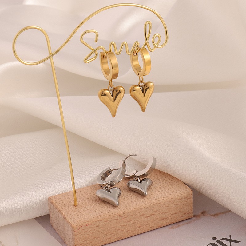 Pendientes de acero titanio, estilo coreano, de alta gama, modernos, diseño simple, pendientes con borla en forma de corazón, no se decoloran, pendientes chapados en oro real