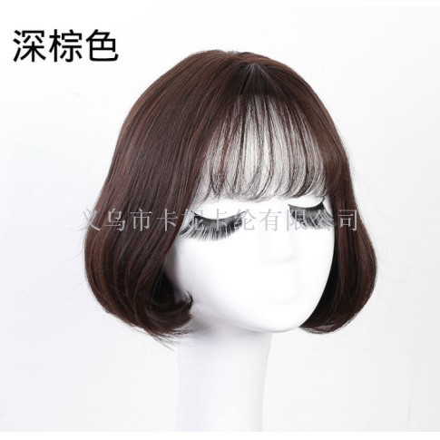 Corea del Sur pelucca popular en línea dama cabello corto boobo cabeza de estudiante guapo aire franja micro-rollo realista facial