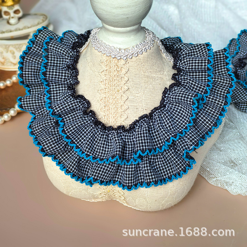 Liuyun, about 3cm wide, black + lake blue dog tooth, 1 meter