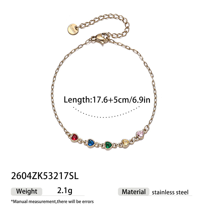 Tina Europa y los Estados Unidos acero inoxidable transfronterizo simple universal vacío electrodeposición diamante amor pulsera de zirconio color joyas de nicho para mujeres