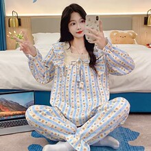 秋冬空气棉睡衣女夹层可爱长袖家居服加厚公主风休闲甜美外穿套装