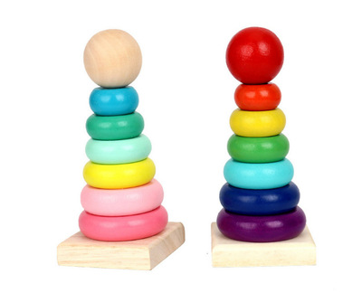 供应小号迷你彩虹塔彩色8层套圈积木层层叠婴幼儿玩具批发