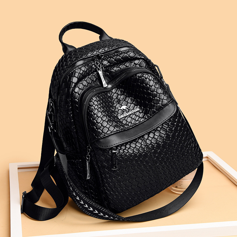 2024 New Kangaroo Genuine Leather Gao Quality Backpack Women's Multi Layered Large Capacity Backpack Lightweight Travel Book Bag_voghion.com