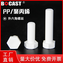 爆款外六角pp螺丝 M3--M30耐酸碱耐腐蚀PP外六方塑料螺栓塑胶螺杆