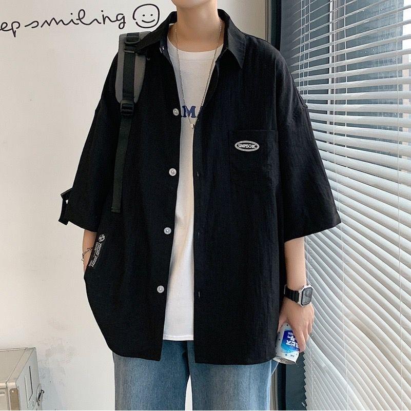 Short sleeved shirt Large summer Trend Lazy shirt The fat Easy fashion Elbow sleeve coat