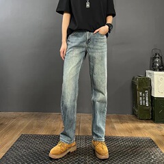 夏の新しい薄い超ソフトストレッチジーンズクラシックアメリカンルーズストレートカジュアルトレンディレトロデニム