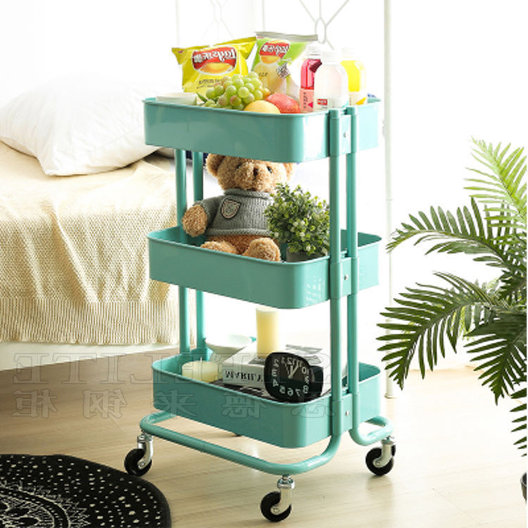 工厂批发网红折叠卧室零食收纳架卫生间小推车置物架杂物放置架