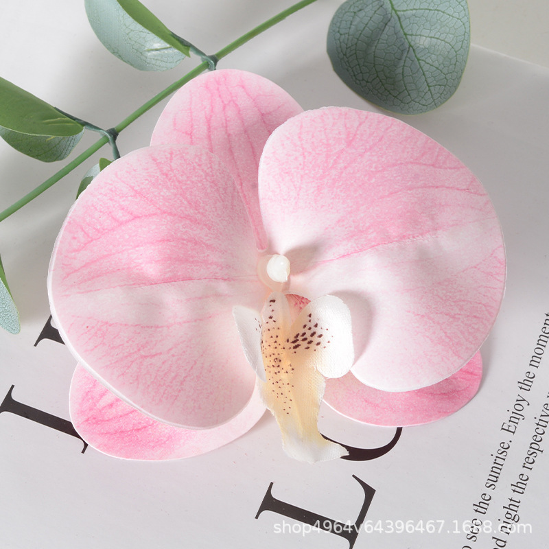 Película blanca Phalaenopsis flor cabeza pétalo simulación flor accesorios tocado horquilla diy flor decorativa de boda hecha a mano