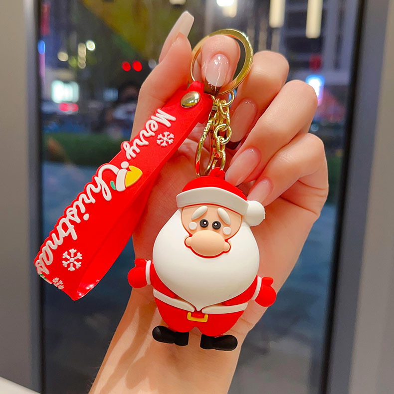 国境を越えたサンタクロースのキーホルダークリスマスペンダントクリスマスツリートナカイ人形バッグキーホルダープレゼント卸売り|undefined