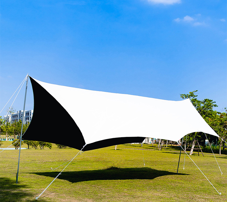 Outdoor Thickened Butterfly-Shaped Canopy with Black Glue Coating for Sun Protection and Rainproofing, Suitable for Camping and Commercial Use, Off-White Tent That Is Not Easy to Tear and Can Add Logo