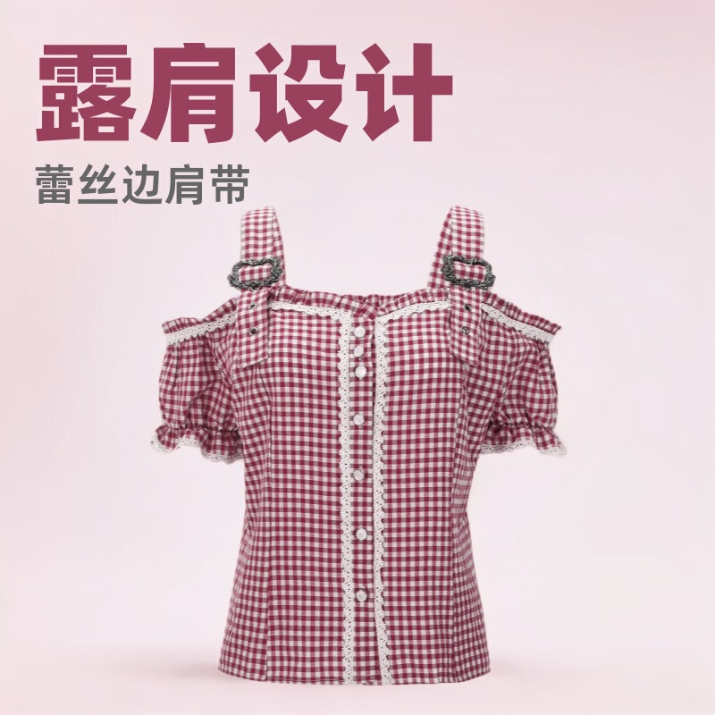 2025 New Summer Style Fairy's Off-Shoulder Ruffle Collar Lace Straps Blouse with Sweet Design and High-End Top