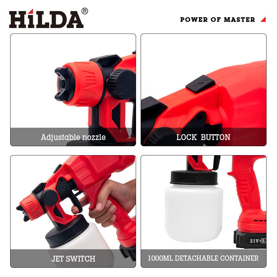 Hilda transfronteriza nueva PISTOLA DE PULVERIZACIÓN eléctrica de litio recargable de alta presión de pulverización portátil de látex hogar PISTOLA DE PULVERIZACIÓN