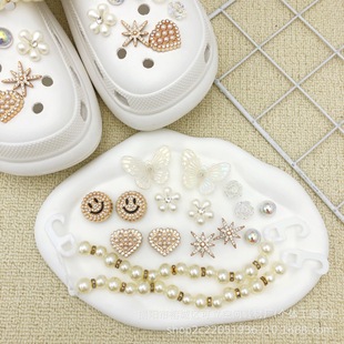 Crocs Accessories cross Crocs Shoe Flower Removable Shoe Buckle Pearl Chain Shoe Flower Accessories DIY Decorative Buckle