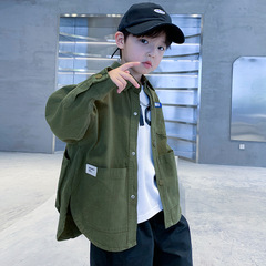 Boys Spring Jacket Spring and Autumn 2024 New Children's Clothing Boys Spring Shirt Long Sleeve Work Clothes Tops Handsome