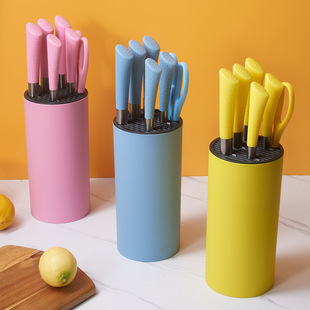 Kitchen Knife Set Household Knife Macaron Cylinder Knife Holder Colorful Color Gift Combination Kitchen Knife Set