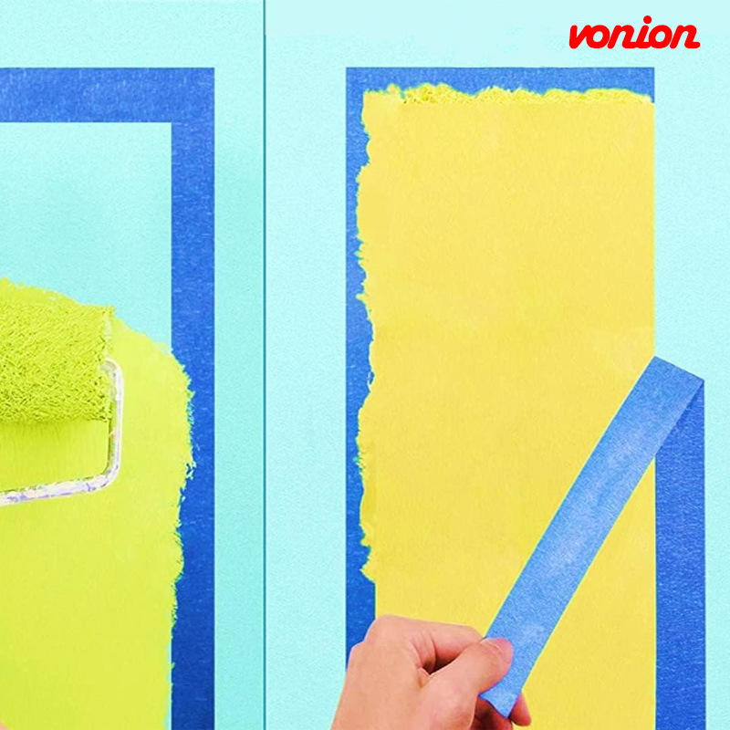 Cinta de enmascarar de pintor azul Amazon transfronterizo adhesivo no residual resistente a los rayos UV resistente a altas temperaturas papel de enmascarar cinta de enmascarar azul