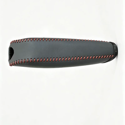 Car handbrake cover for Mazda Axela CX-5 interior modification protective cover with red and black color stitching gear shift cover (Sürətlər qutusu və əl tormozu başlıqları) - black-leather-with-red-stitching