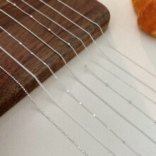 持恒S925纯银素链侧身项链女轻奢细叠戴百搭DIY吊坠基础链竹节链