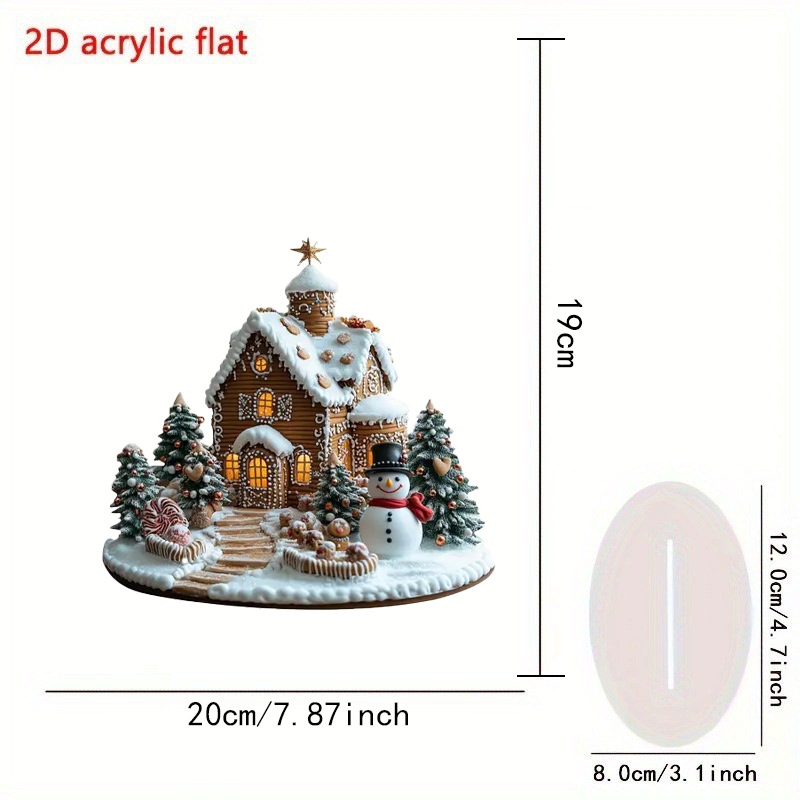 Transfronterizo acrílico 2D Navidad Snow House Santa Claus reno muñeco de nieve decoración de mesa