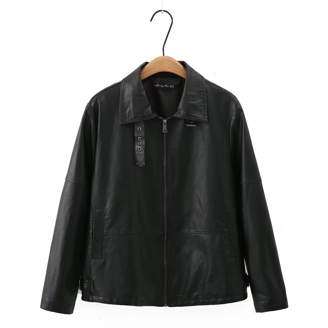 2024 осень и зима новый большой размер женщины минималистский PU высокое качество повседневная куртка кардиган кожаная одежда H15 HN-361