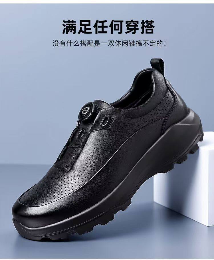 Giày da nam mũi tròn khoét lỗ thoáng khí, khóa xoay tiện lợi, gót thấp 1–3 cm — màu xám, màu đen chi tiết 17