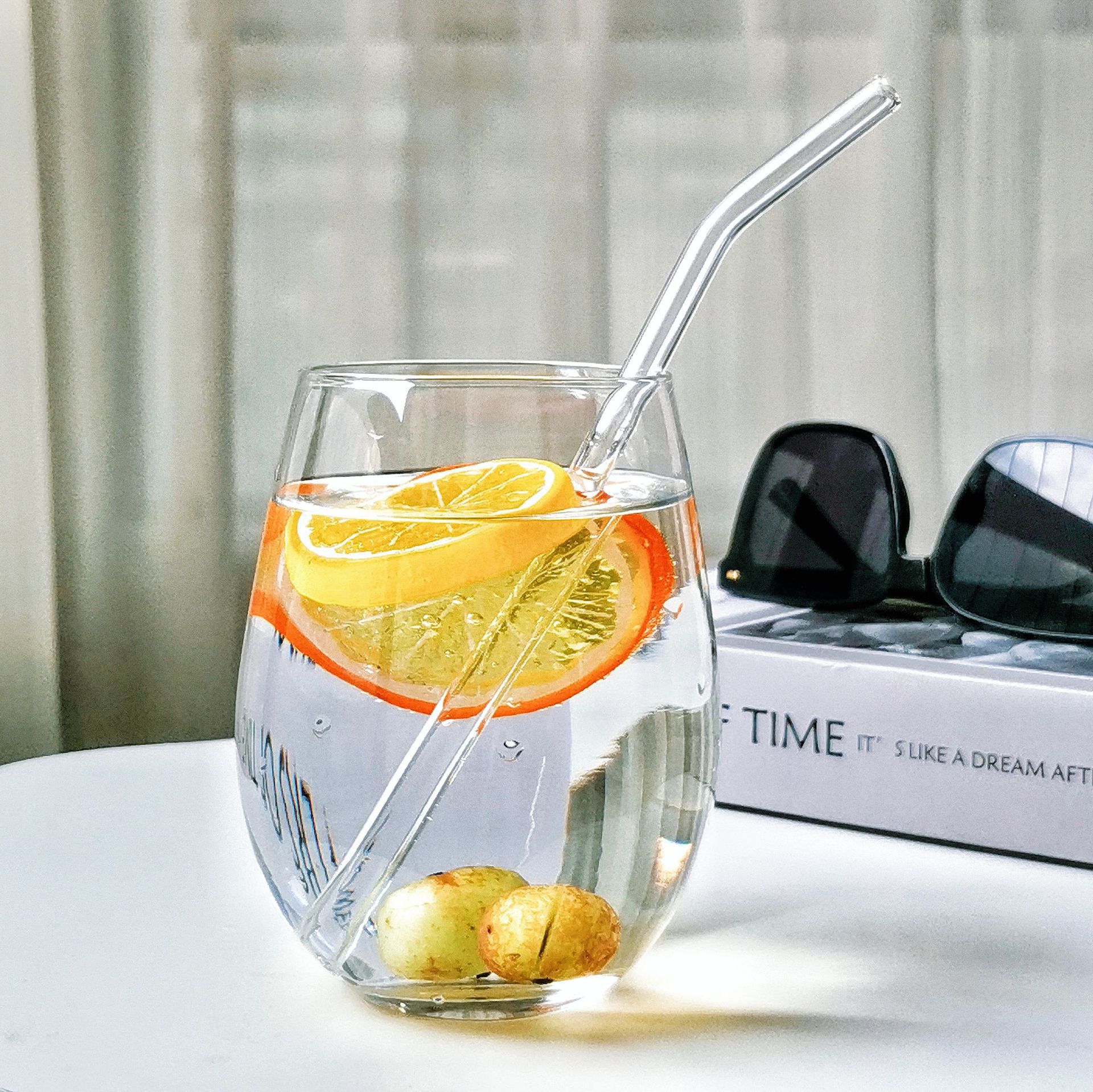 Simuxuins Red Net Restaurant Vaso de vidrio Taza de bebida ultraligera Taza de bebida de soda Taza de agua con burbujas Taza de jugo