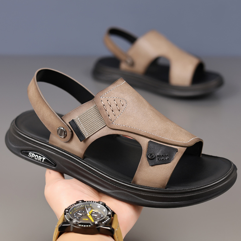 Verano de cuero de vaca nuevo hombre zapatos de playa sandalias de cuero casuales zapatillas de moda zapatillas respirables zapatos de hombre