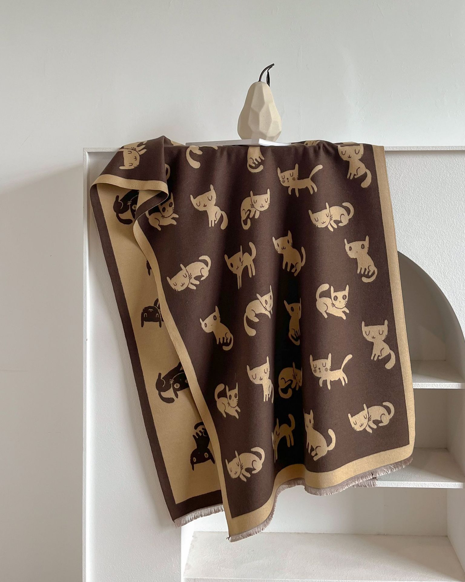 Estilo coreano gatito impreso largo engrosado exterior cálido chal Otoño e Invierno Nueva Cachemira-como doble cara bufanda jacquard