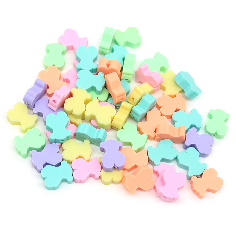 Cuentas de cerámica suave DIY, caras sonrientes, sueltas para pulseras y collares