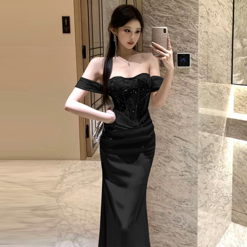 8576 European, American, and Southeast Asian Foreign Trade Wholesale 2026 Women's Clothing Socialite Elegant Tube Top Lace Patchwork Dress