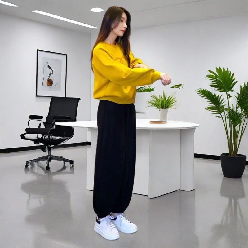 2025新款春秋时尚简约纯色运动套装女宽松加厚卫衣卫裤两件套|undefined