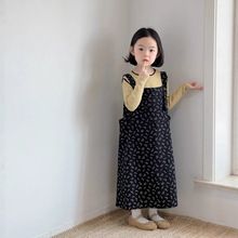 韩版女童裙子连衣裙2025秋装新款小女孩棉背带裙碎花洋气连衣裙潮