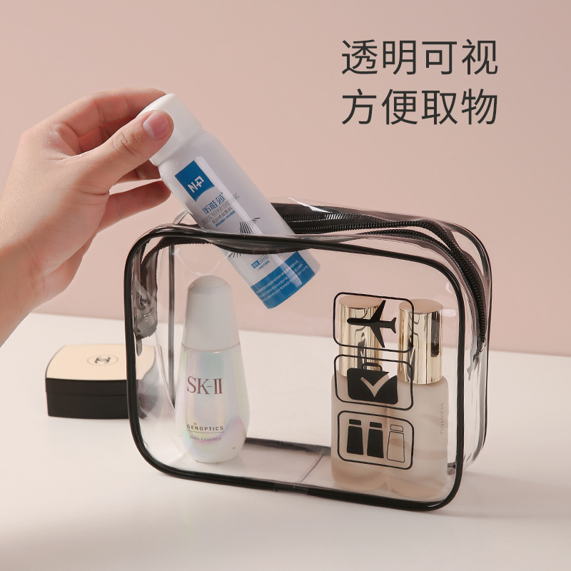 Bolsa de maquillaje de PVC transparente ecológica portátil de gran capacidad para viajes impermeable para productos de cuidado de la piel multifuncional bolsa de almacenamiento y lavado