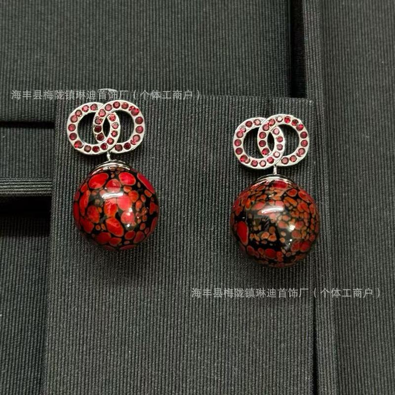 新款香家法式花朵名媛宫廷光面镶钻字母珍珠耳钉耳环耳饰品潮|undefined