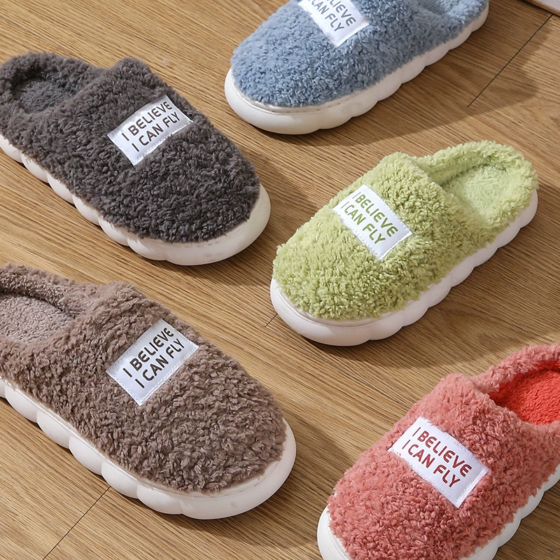 2023 Новый стиль, домашние хлопковые тапочки, женские зимние домашние Нескользящие теплые домашние туфли на толстой подошве для пар, Шерстяные Тапочки