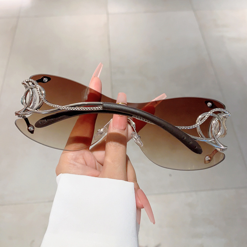 Personalized Fashionable Frameless Snake Shaped Y2k Sunglasses_voghion.com