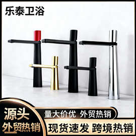 外贸台盆水龙头不锈钢枪灰色黑色单把手洗手盆水龙头冷热两用家用