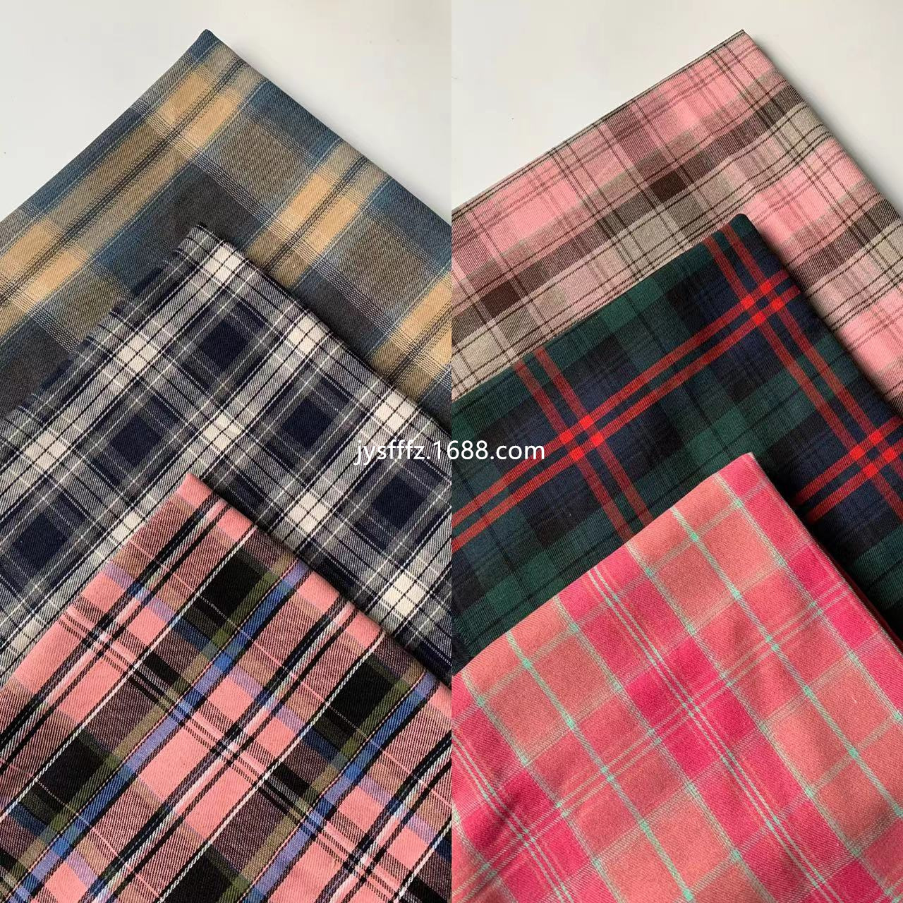 色织全棉格子布 21S磨毛拉绒格子布 男女童装衬衫面料 厂家现货