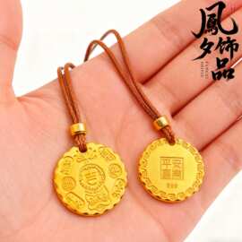 古法黄财神吉言吊坠合金镀金旋转镶钻葫芦吊坠平安喜乐配件厂家直