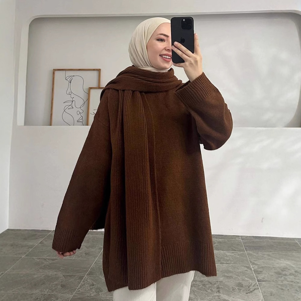 2024 otoño nuevo estilo europeo y americano Amazon transfronterizo ropa de mujer de color sólido estilo casual plácido universal suéter de punto suelto image 7
