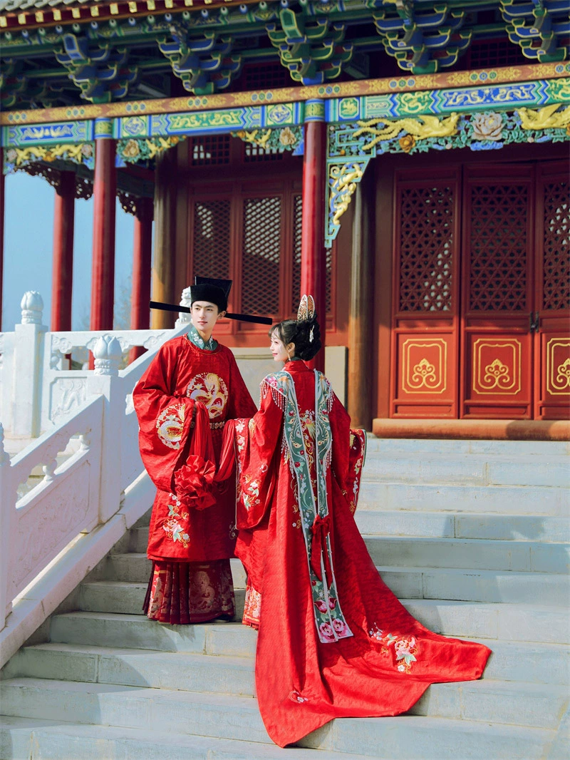 Подлинная китайская одежда из династии Сун, женская свадебная одежда, ткацкая золотая лошадь, юбка с круглым вырезом, одежда, мужская вышивка, красная цветочная свадебная одежда, летнее