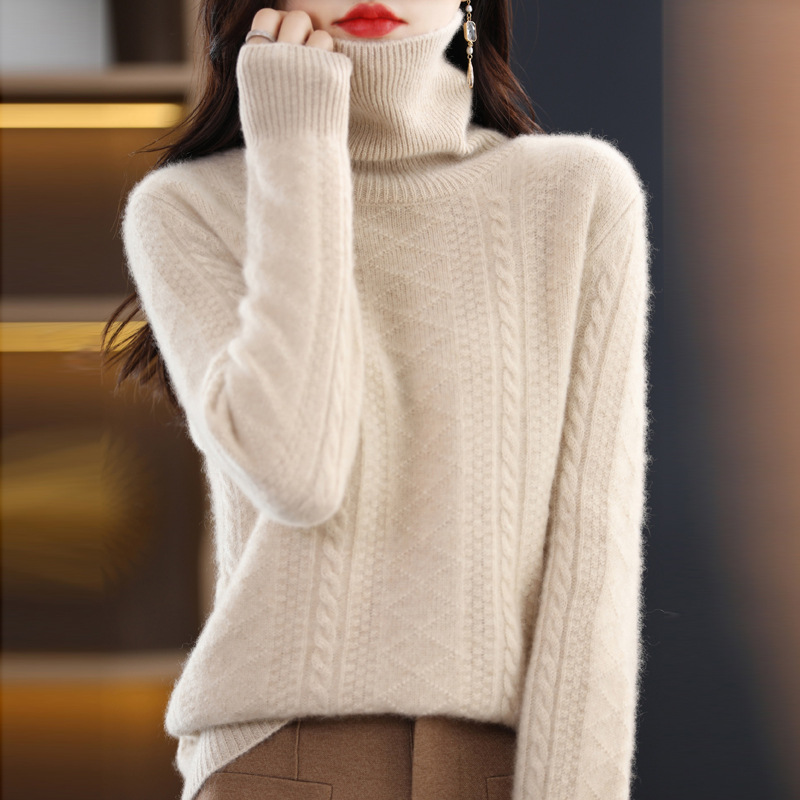 100 Cardigan thickening Easy Pile collar Sweater Socket Easy Long sleeve High collar sweater Base coat