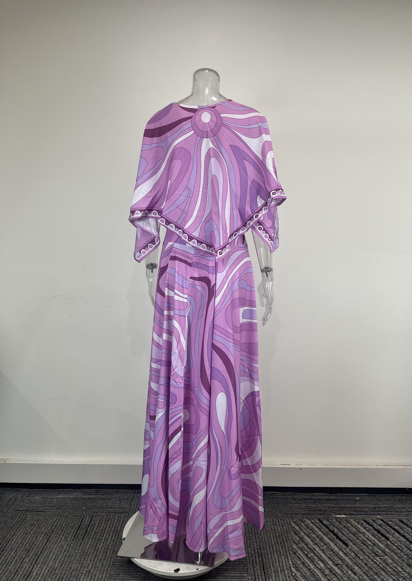 2026 Spring New European And American Cross-Border Women's Fashion Casual Color-Block Print Loose Long Skirt Two-Piece_ecoleips.com