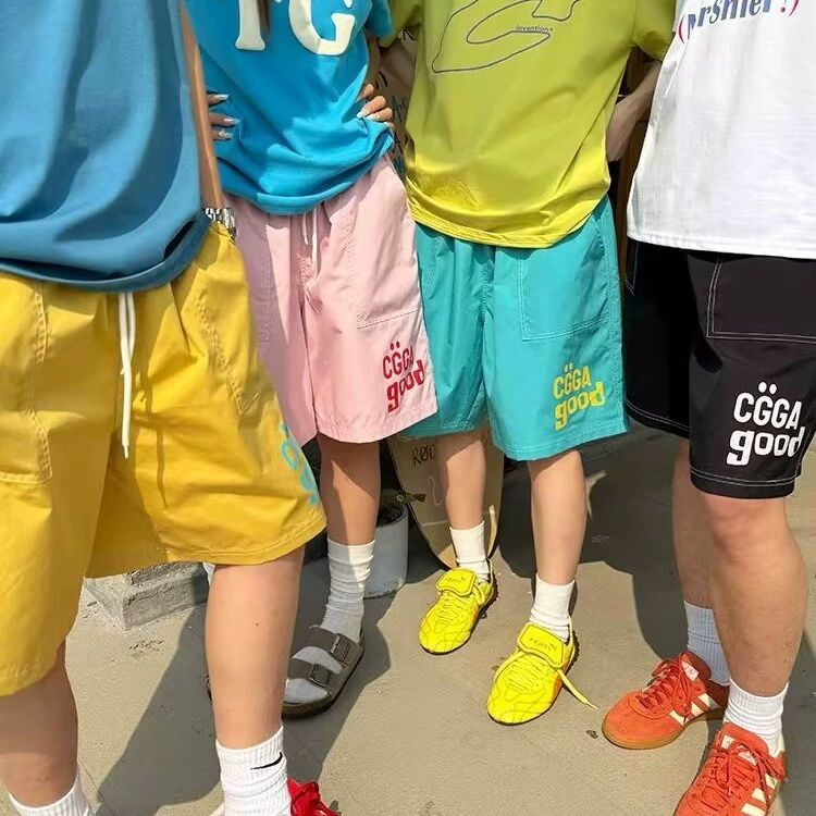 2025 модные летние тонкие быстросохнущие шорты для мужчин и женщин, повседневные спортивные пляжные брюки с буквенным принтом, модные