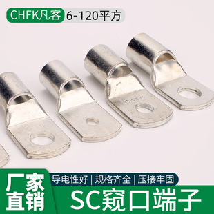 Non-standard tinned SC6-120 square copper nose copper cold pressure peep terminal wire nose copper wire ear