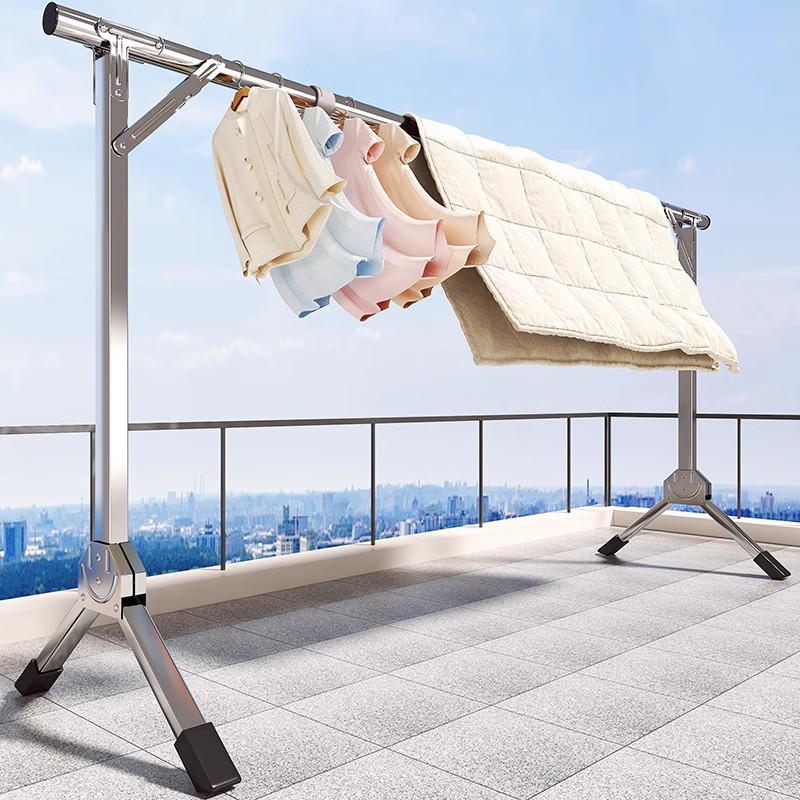 Clothes Drying Rack Floor-Standing Folding Home Bedroom Balcony Clothes Drying Rack Outdoor Clothes Hanging Rack Dormitory Clothes Rod Wholesale