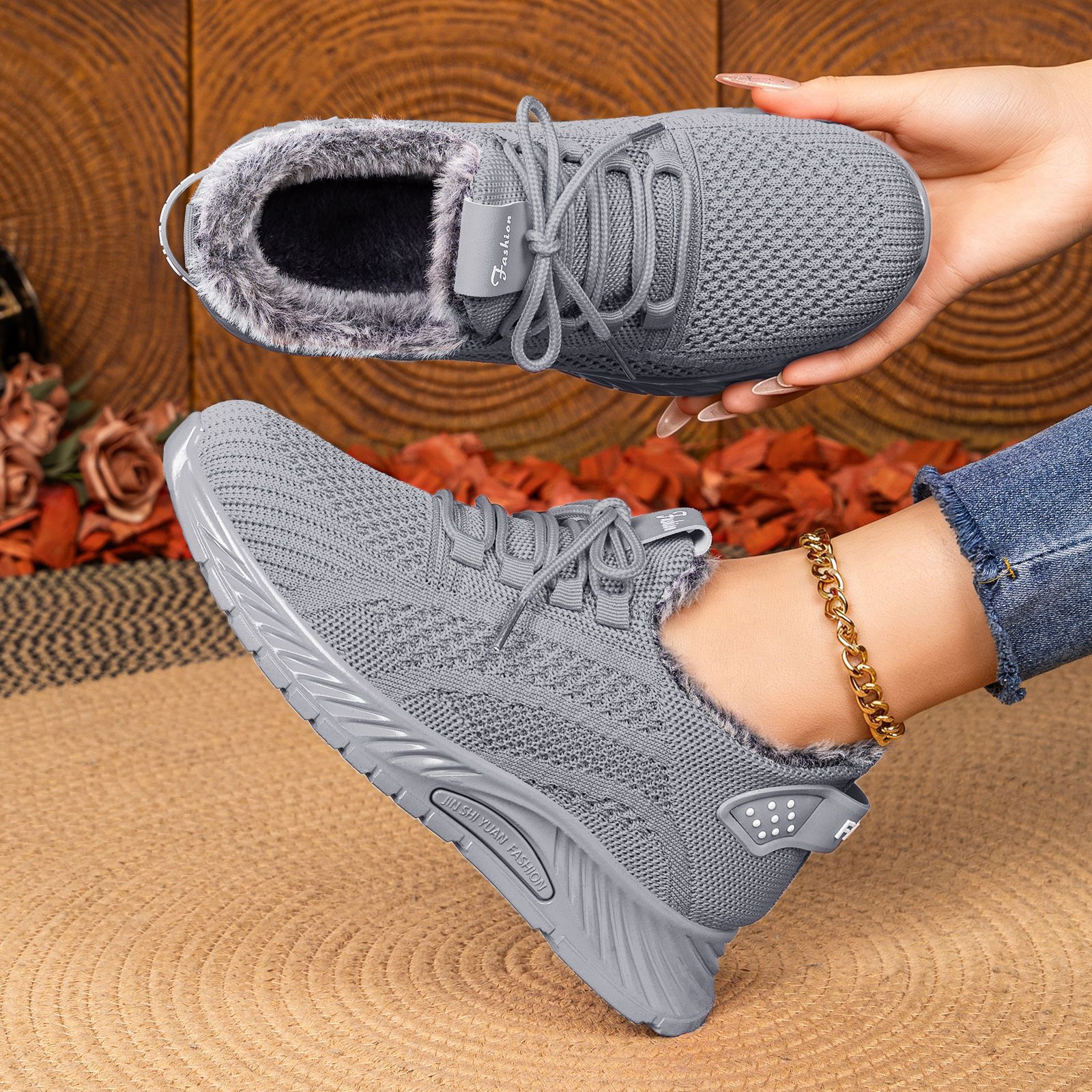 Zapatos de algodón de mujer transfronterizos TEMU más terciopelo grueso calzado de mujer calentamiento ligero y cómodo zapatos casuales al aire libre zapatos de caminar